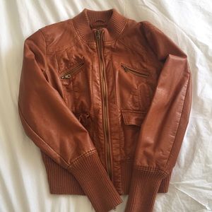 Xhiliration brown faux leather jacket - size L